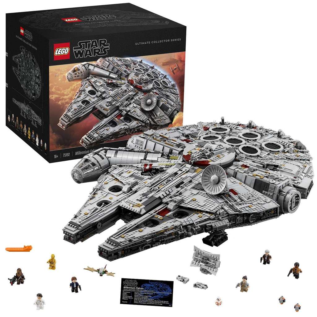 LEGO Star Wars Millennium Falcon, Model Kit to Build with Han Solo, Princess Leia & Chewbacca Minifigures 75192 - Prime Exclusive