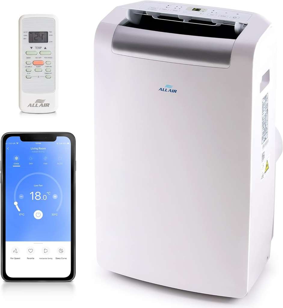 ALLAIR Portable Air Conditioner 3-IN-1 12000 BTU, Dehumidifier, Cooling Fan - WiFi Smart APP - w/Voucher, Sold By NETTA Direct