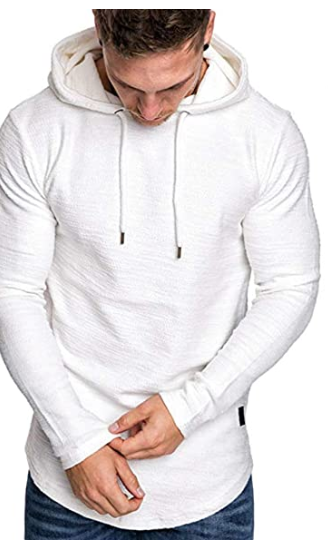 Men's Fashion Sports Hoodie Sweatshirt Solid Color Fleece Pullover